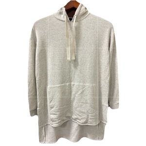 NEW Thomas Wylde Womens Size XS Beige Fleece-Lined Hi-Lo Soft Loungewear Hoodie